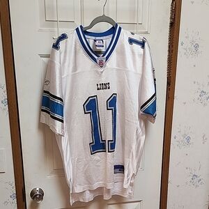 Vintage White and Blue Lions Jersey